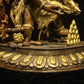 Rare Qing Dynasty Gilt Bronze Three-Faced and Six-Armed Black Jambhala Statue