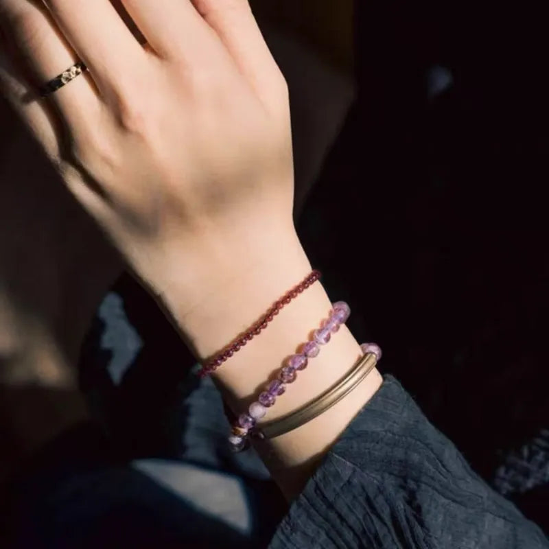Amethyst Ghost and Garnet Bracelet with Copper