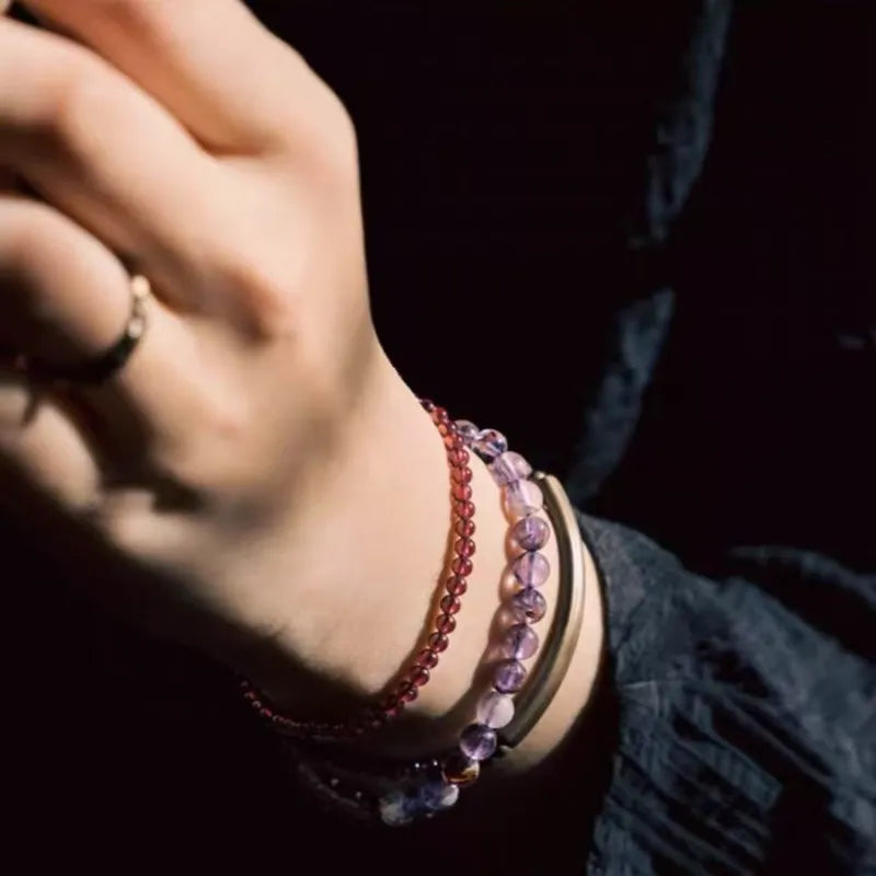 Amethyst Ghost and Garnet Bracelet with Copper