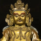 Tibetan Antique Gilded Yellow Jambhala Statue from Shalu Monastery