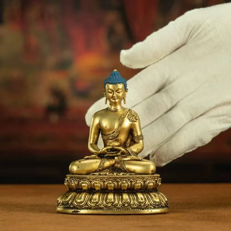 Buddhist Fully Gilded Compassionate Expression Sakyamuni Buddha Statue