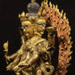 Rare Qing Dynasty Gilt Bronze Three-Faced and Six-Armed Black Jambhala Statue