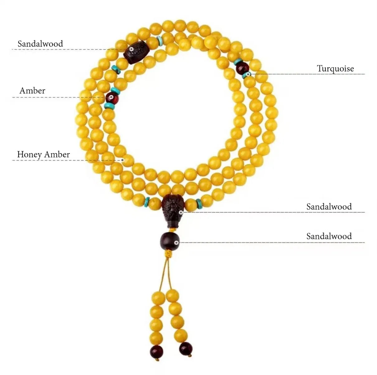 108 Natural Amber Beads Daily Fortune Bracelet