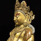 Tibetan Antique Gilded Yellow Jambhala Statue from Shalu Monastery