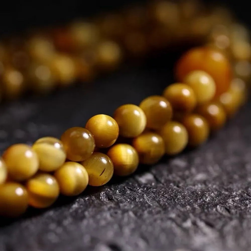 Tibetan Wealth Tiger Eye and Amber Pendant Necklace