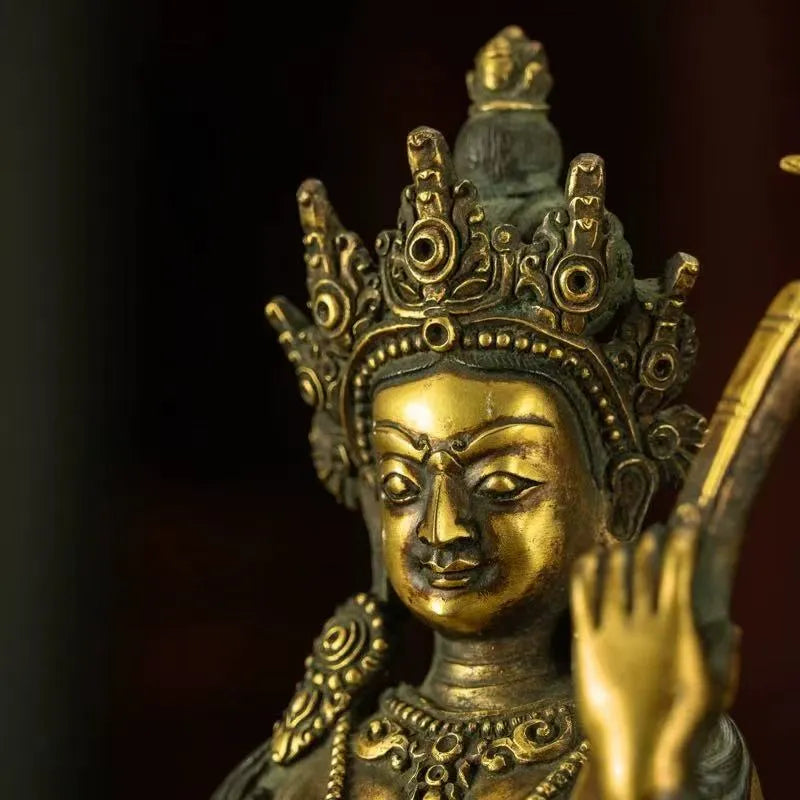 Protective and Wisdom Energy Copper Saraswati Buddha Statue